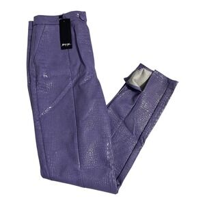 Nasty Gal Purple Croc Embossed Faux Leather High Waist Pants Y2K NWT Size 6
